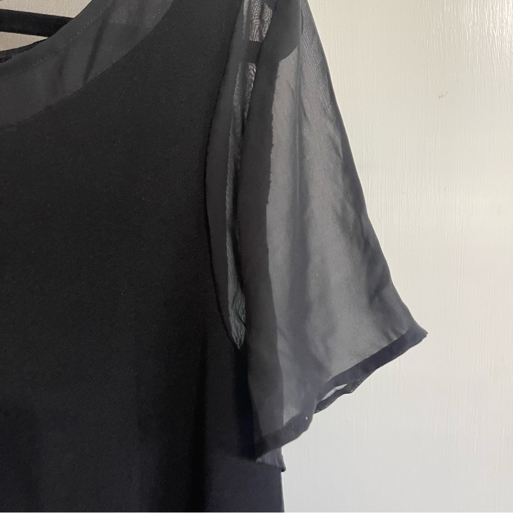 Pleione Elegant Black Blouse with Sheer Sleeves - Picture 5 of 9
